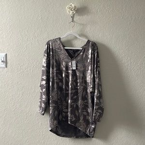 Whbm nwt metallic tunic dolman long sleeve top